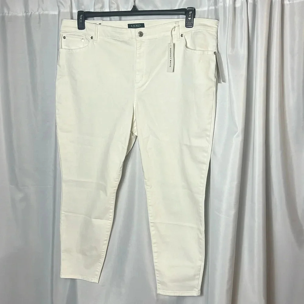 Lauren Ralph Lauren White Ankle Regal Skinny Ultimate Stretch Jeans Plus Size22W